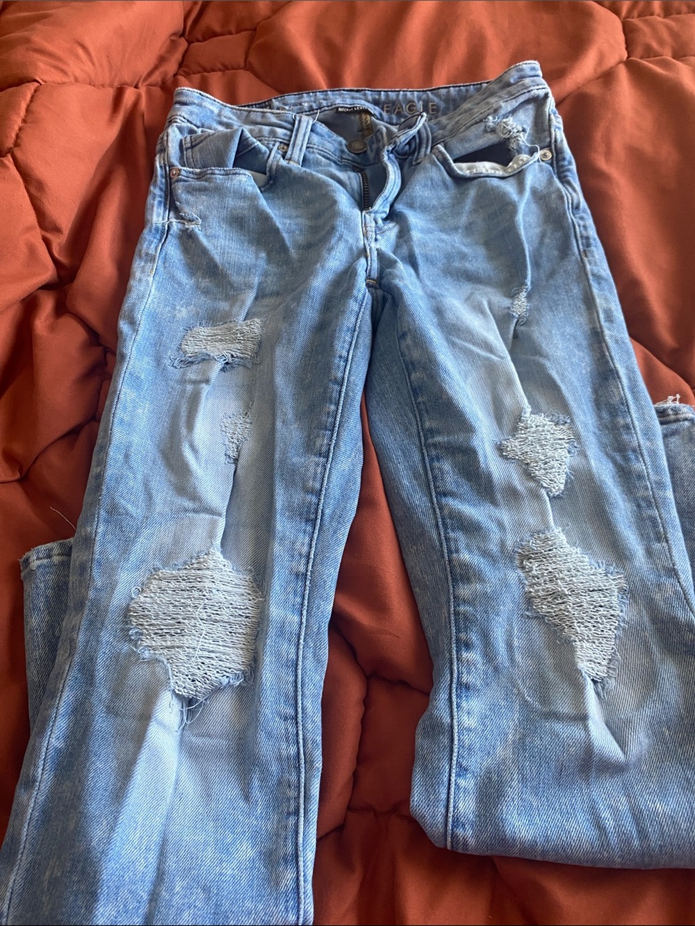 American Eagle Outfitters Light Blue Distressed Skinny Jeans